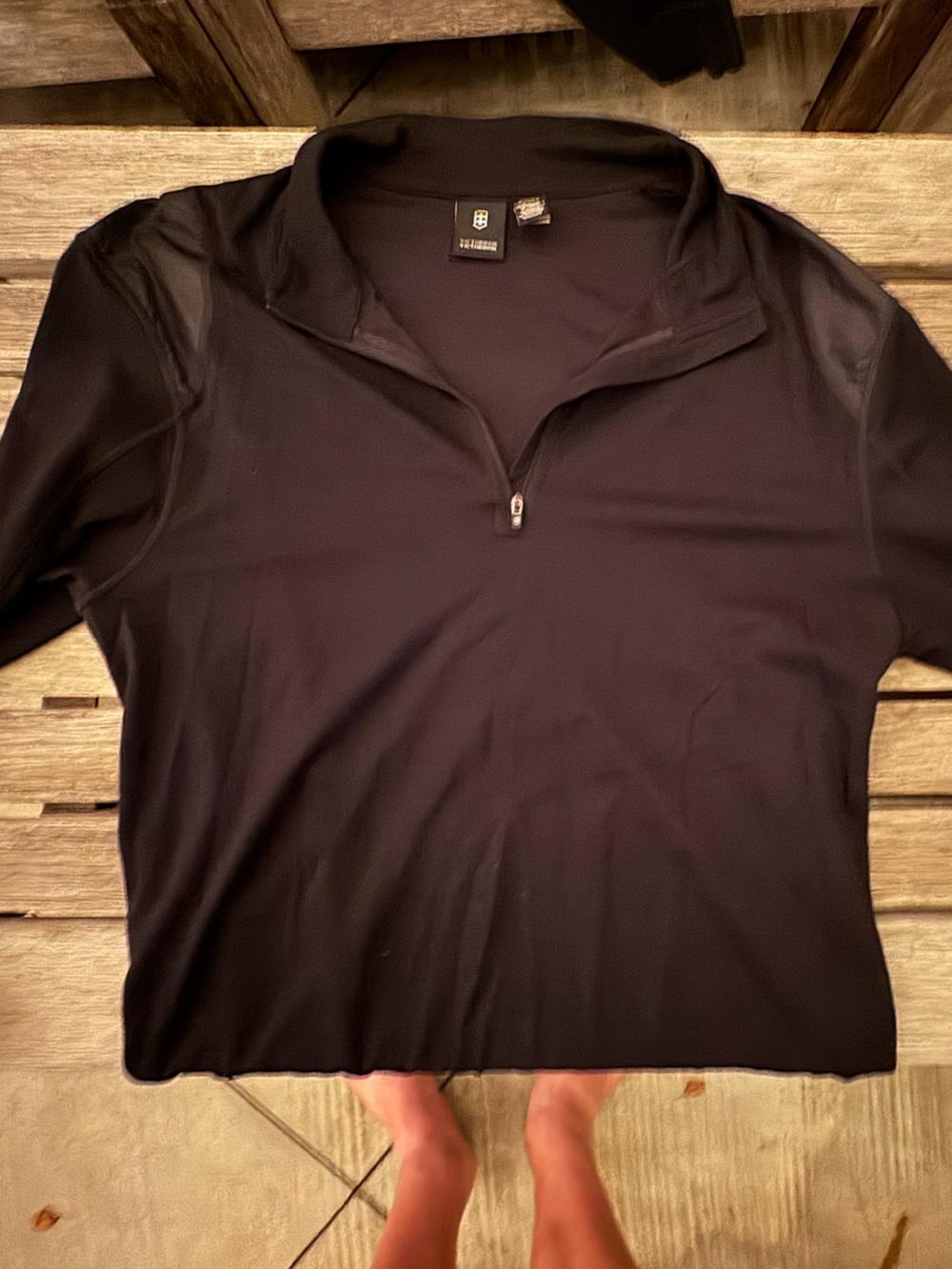 Victorinox Black V-Neck Quarter-Zip Men's Sweater